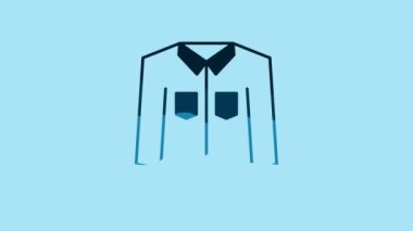 Blue Shirt icon isolated on blue background. 4K Video motion graphic animation.