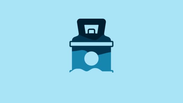 青の背景に隔離された青のプロパンガスタンクアイコン 可燃性ガスタンクアイコン 4Kビデオモーショングラフィックアニメーション — ストック動画