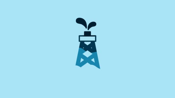 Blue Oil Rig Icon Isolated Blue Background Gas Tower Industrial — Stockvideo