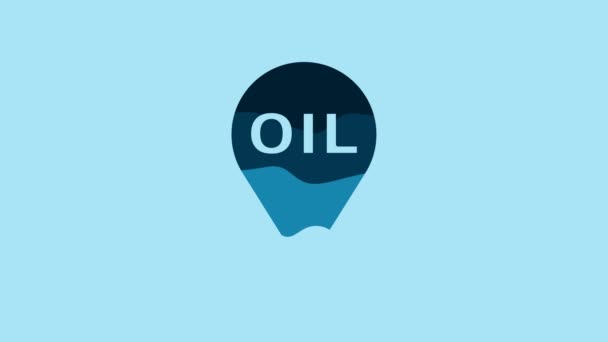 Blue Refill Petrol Fuel Location Icon Isolated Blue Background Gas — Αρχείο Βίντεο