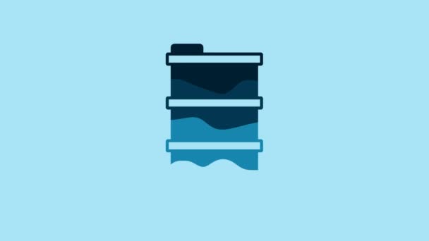 Blue Barrel Oil Icon Isolated Blue Background Video Motion Graphic — Stok video