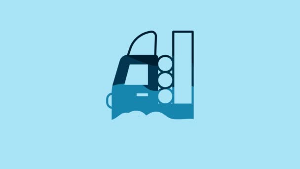 Blue Gas Tank Vehicle Icon Isolated Blue Background Gas Tanks — Wideo stockowe