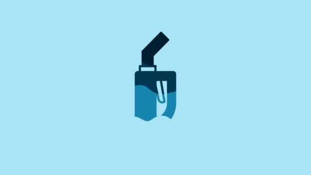 Blue Gasoline Pump Nozzle Icon Isolated Blue Background Fuel Pump — Αρχείο Βίντεο