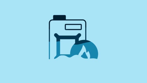 Blue Canister Motor Machine Oil Icon Isolated Blue Background Oil — Stok video