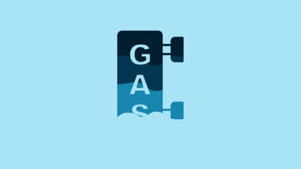 Blue Gas Filling Station Icon Isolated Blue Background Transport Related — Stockvideo