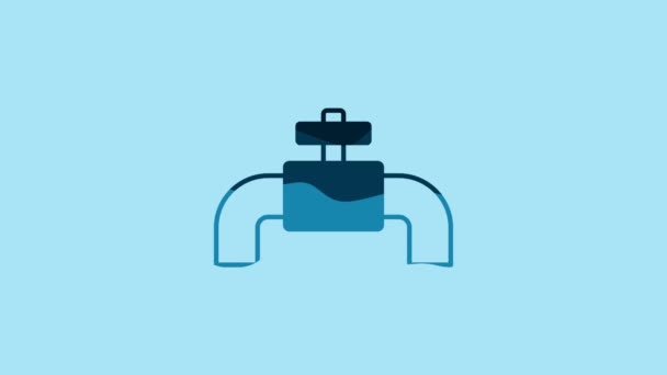 Blue Industry Metallic Pipes Valve Icon Isolated Blue Background Video — Vídeo de Stock