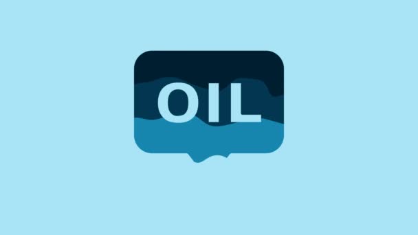 Blue Word Oil Icon Isolated Blue Background Video Motion Graphic — Video Stock