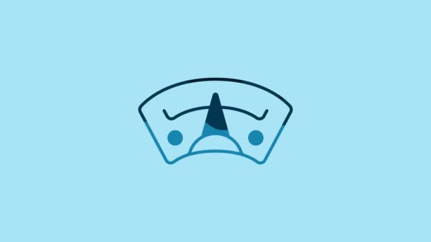 Blue Motor Gas Gauge Icon Isolated Blue Background Empty Fuel — 비디오
