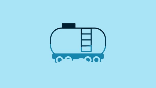 Значок Железнодорожной Цистерны Blue Oil Выделен Синем Фоне Поезд Нефтяной — стоковое видео