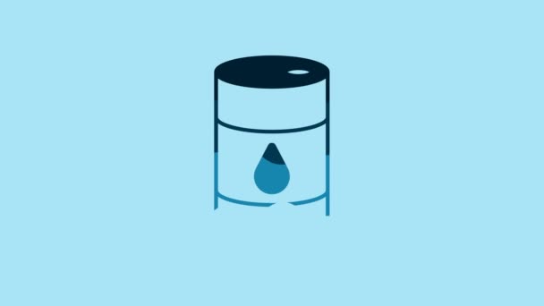 Blue Barrel Oil Icon Isolated Blue Background Video Motion Graphic — Stock video