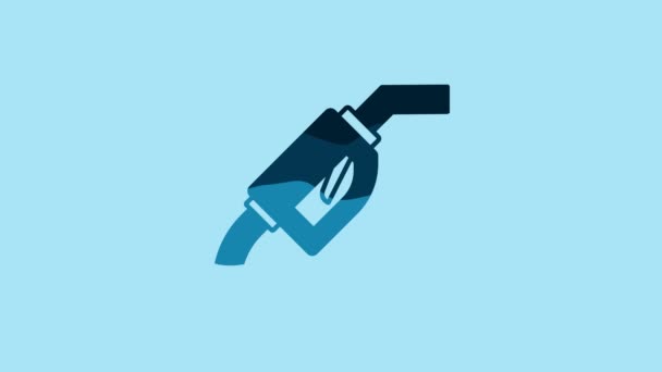 Blue Gasoline Pump Nozzle Icon Isolated Blue Background Fuel Pump — Video Stock
