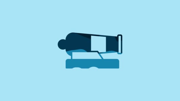 Blue Cannon Icon Isolated Blue Background Video Motion Graphic Animation — Video