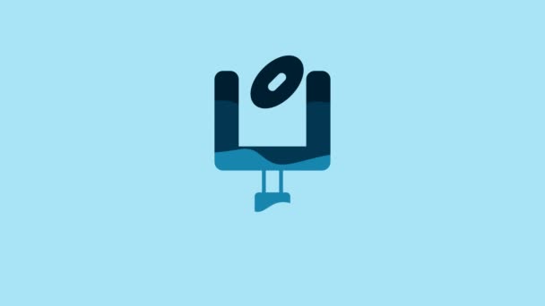 蓝色的美式足球门柱和蓝色背景下孤立的足球图标 4K视频运动图形动画 — 图库视频影像