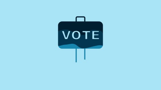 Blue Vote Icon Isolated Blue Background Video Motion Graphic Animation — Vídeos de Stock