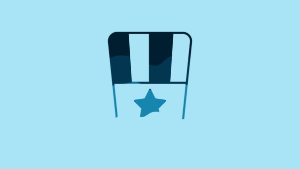 青の背景に隔離された青の愛国的なアメリカのトップハットアイコン ハットおじさん アメリカの帽子独立記念日 4Kビデオモーショングラフィックアニメーション — ストック動画