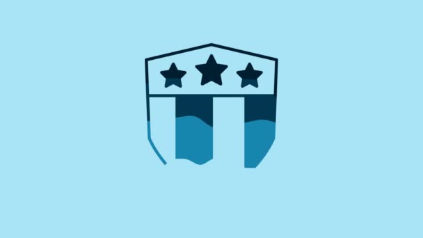 Blue Shield Stars Stripes Icon Isolated Blue Background United States — Vídeo de Stock