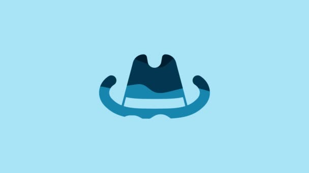 Blue Western Cowboy Hat Icon Isolated Blue Background Video Motion — Stockvideo