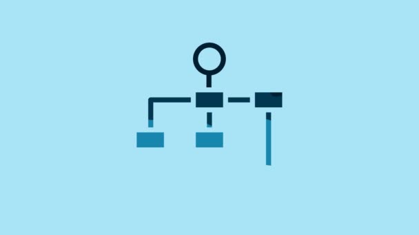 蓝色商业层次结构结构图在蓝色背景下孤立的信息图形图标 企业组织结构图形要素 4K视频运动图形动画 — 图库视频影像