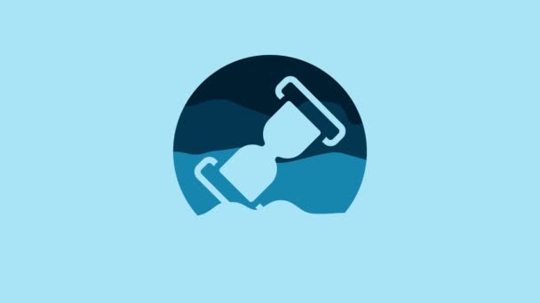 Blue Old Hourglass Flowing Sand Icon Isolated Blue Background Sand — Wideo stockowe