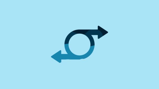 蓝色箭头图标隔离在蓝色背景上 箭头的方向符号 导航指针标志 4K视频运动图形动画 — 图库视频影像