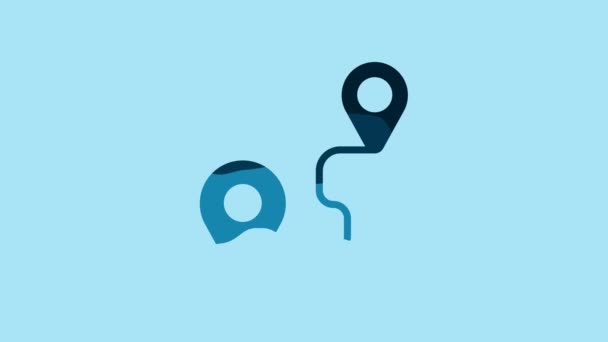 Blue Route Location Icon Isolated Blue Background Map Pointer Sign — Stock videók
