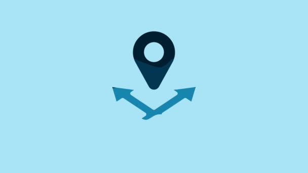 Blue Map Pin Icon Isolated Blue Background Navigation Pointer Location — Stockvideo