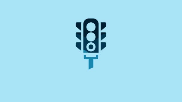 Blue Traffic Light Icon Isolated Blue Background Video Motion Graphic — Stock Video