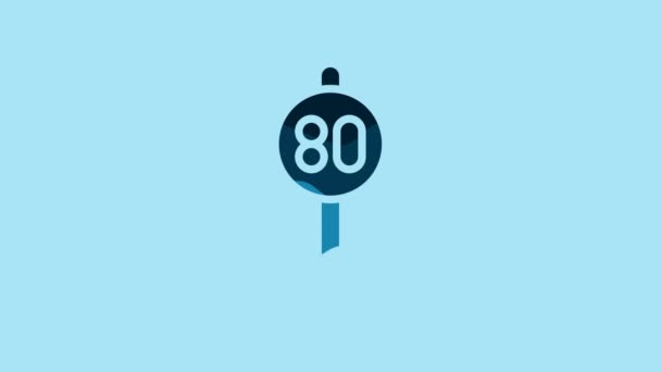Blue Speed Limit Traffic Sign Icon Isolated Blue Background Video — Vídeos de Stock