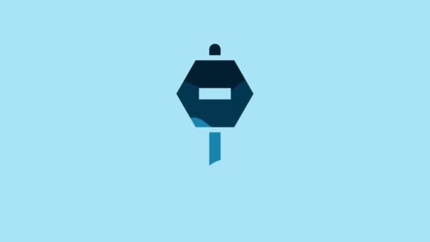 Blue Stop Sign Icon Isolated Blue Background Traffic Regulatory Warning — Vídeo de Stock