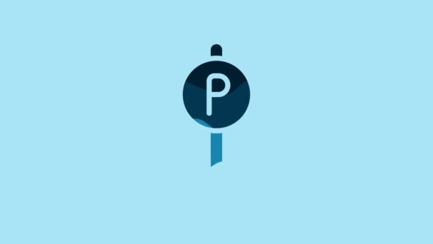 Blue Parking Icon Isolated Blue Background Street Road Sign Video — Video Stock