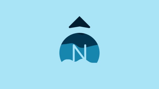 Blue Compass Icon Isolated Blue Background Windrose Navigation Symbol Wind — 비디오