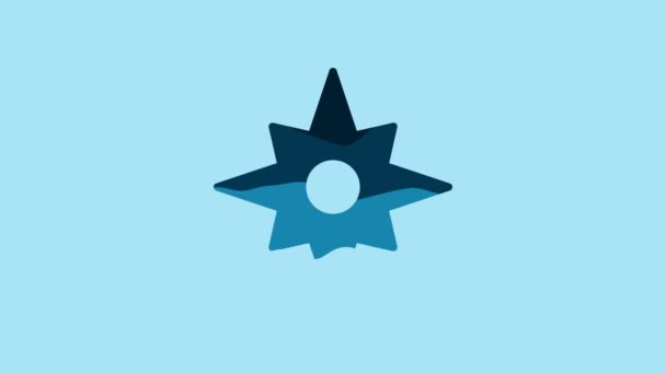 Blue Wind Rose Icon Isolated Blue Background Compass Icon Travel — Video Stock