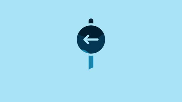 Blue Traffic Sign Turn Left Warning Attention Icon Isolated Blue — Stockvideo