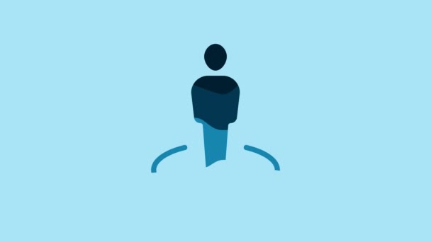 Blue Map Marker Silhouette Person Icon Isolated Blue Background Gps — Stock video