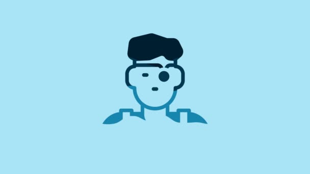 Blue Jeweler Man Icon Isolated Blue Background Video Motion Graphic — Stok Video