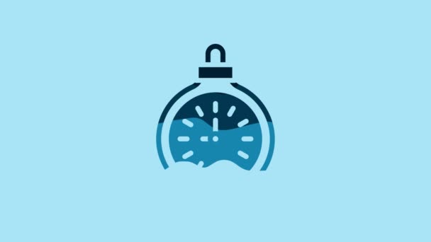 Blue Pocket Watch Icon Isolated Blue Background Video Motion Graphic — Stock video