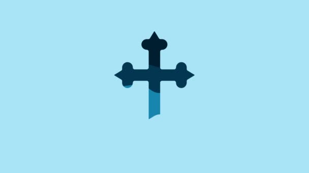 Blue Christian Cross Icon Isolated Blue Background Church Cross Video — Stok Video