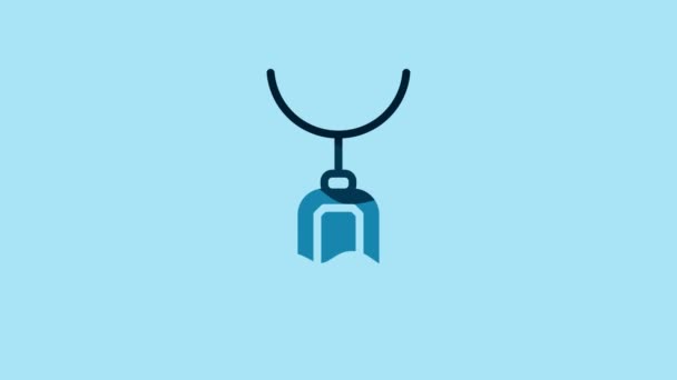 Blue Pendant Necklace Icon Isolated Blue Background Video Motion Graphic — Vídeos de Stock