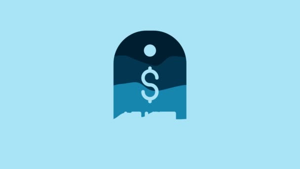 Blue Price Tag Dollar Icon Isolated Blue Background Badge Price — Vídeos de Stock