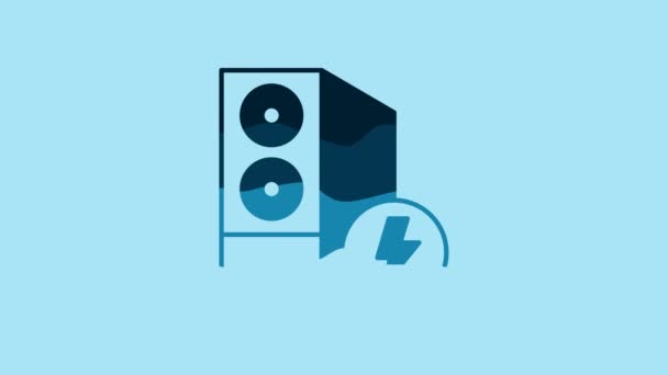 Blue Case Computer Icon Isolated Blue Background Computer Server Workstation — Vídeo de stock