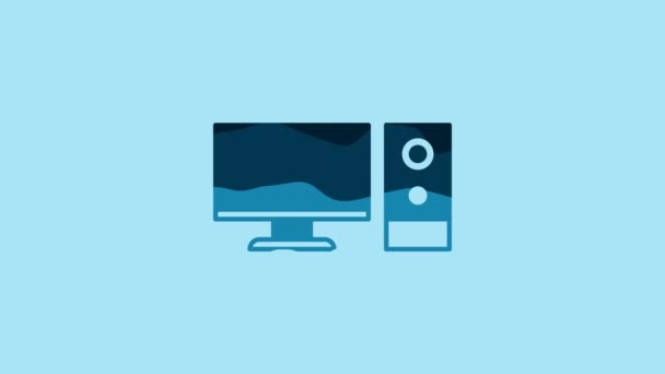 Blue Computer Monitor Icon Isolated Blue Background Component Sign Video — Vídeo de stock