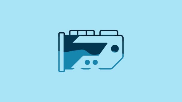 Blue Video Graphic Card Icon Isolated Blue Background Video Motion — Wideo stockowe