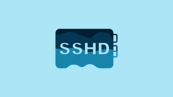 Blue Sshd Card Icon Isolated Blue Background Solid State Drive — Stock videók