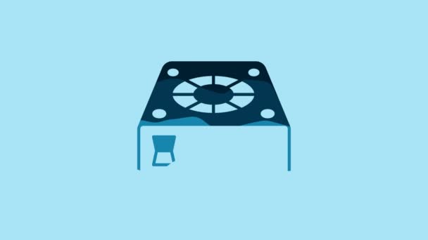 Blue Computer Cooler Icon Isolated Blue Background Hardware Fan Video — Stock Video