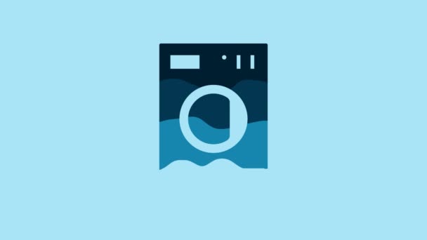 Blue Washer Icon Isolated Blue Background Washing Machine Icon Clothes — Vídeo de stock