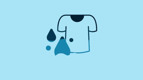 Blue Dirty Shirt Icon Isolated Blue Background Video Motion Graphic — Stock video