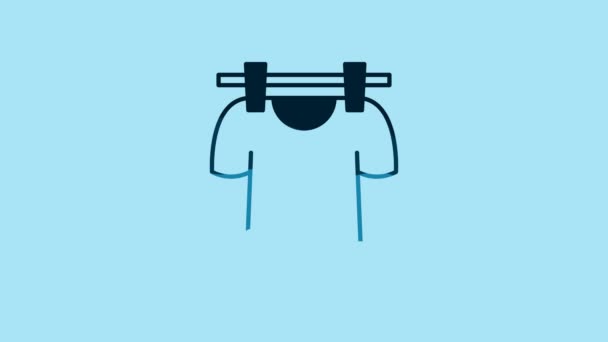 Blue Drying Clothes Icon Isolated Blue Background Clean Shirt Wash — Wideo stockowe