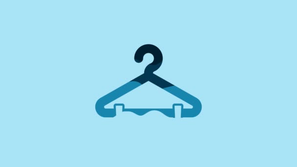 Blue Hanger Wardrobe Icon Isolated Blue Background Cloakroom Icon Clothes — Stockvideo