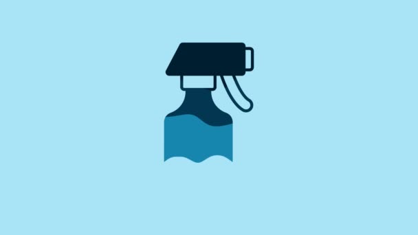 Blue Water Spray Bottle Icon Isolated Blue Background Sprinkler Ironing — Video Stock