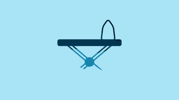 Blue Electric Iron Ironing Board Icon Isolated Blue Background Steam — Stockvideo